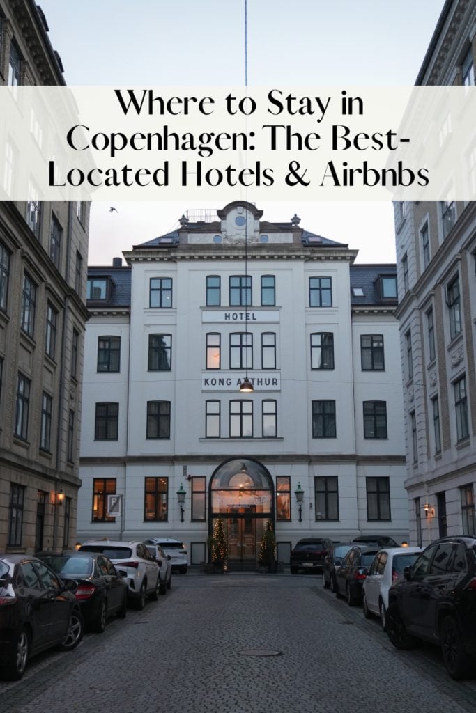 Pinterest graphic: best-located hotels and Airbnbs in Copenhagen
