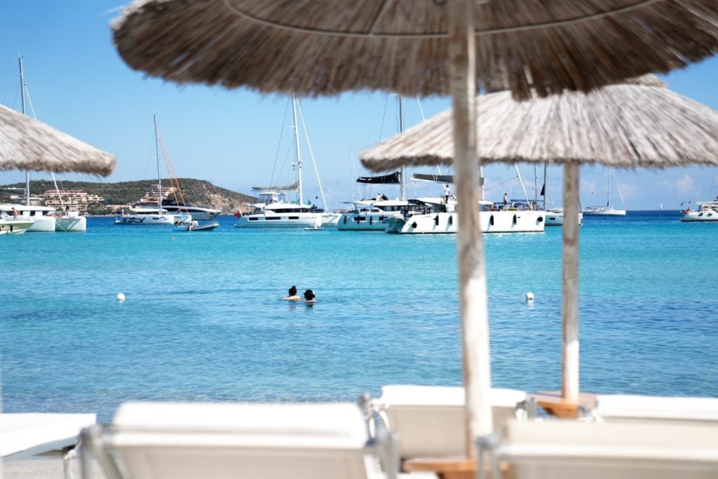 Grande Pevero beach with turquoise water in Costa Smeralda, Sardinia