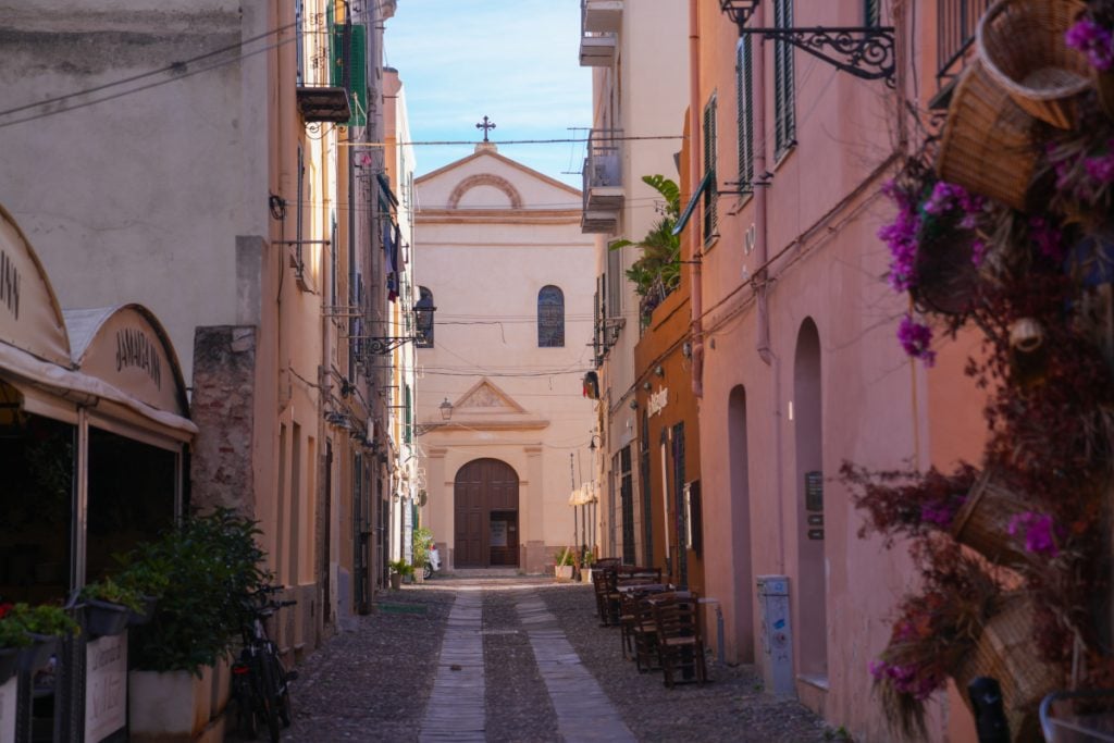 Alghero Old Town seen from above, Sardinia, Italy