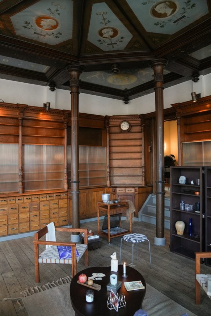 Display tables inside FRAMA's former apothecary