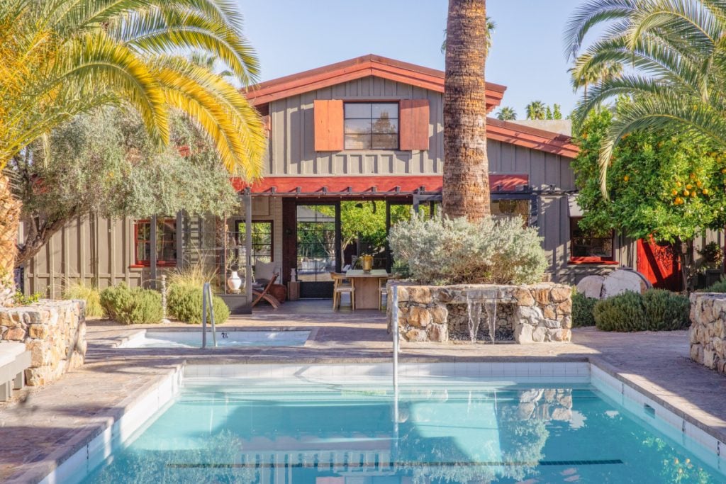 Pool area at Sparrows Lodge in Palm Springs