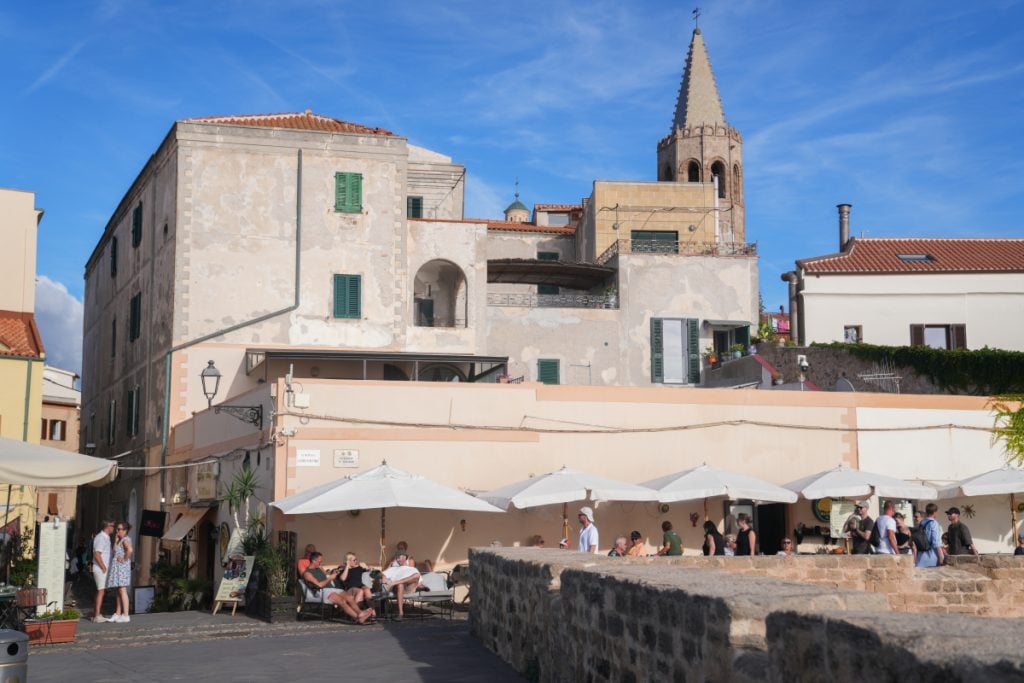 View back into Alghero from the bastion walls, Sardinia