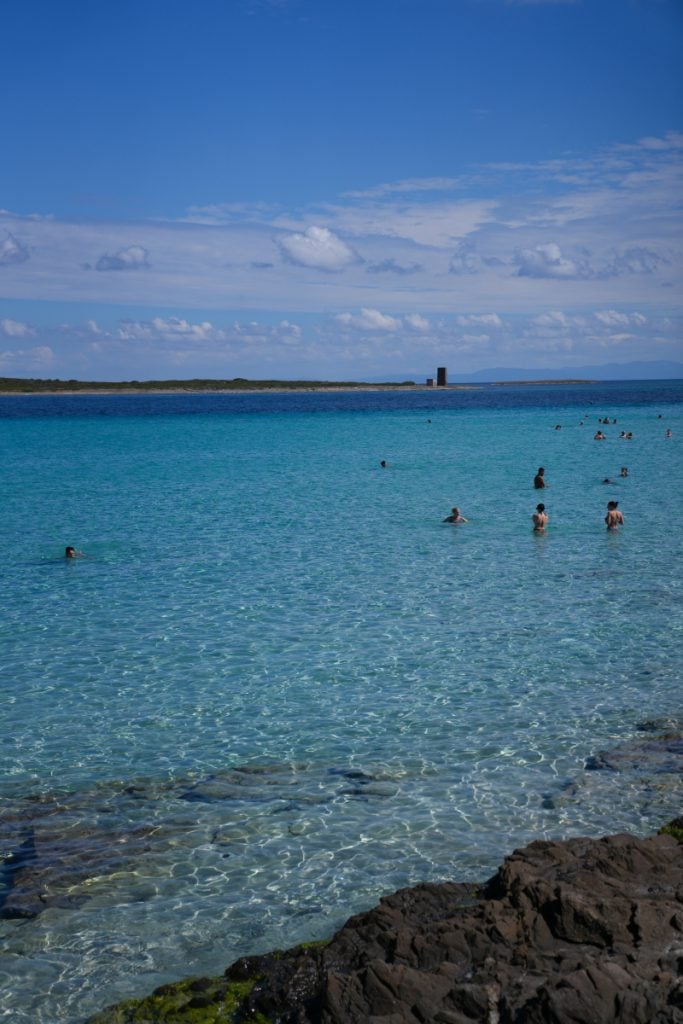 View of Stintino coastline near La Pelosa beach
