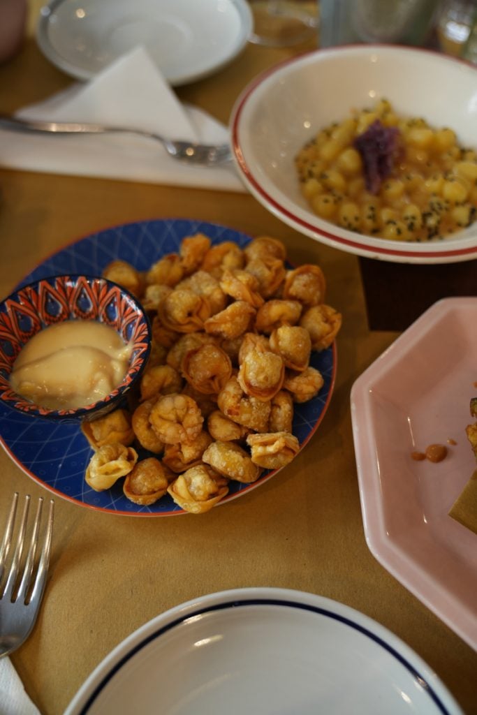 Fried pasta with dipping sauce at Dalla Lola