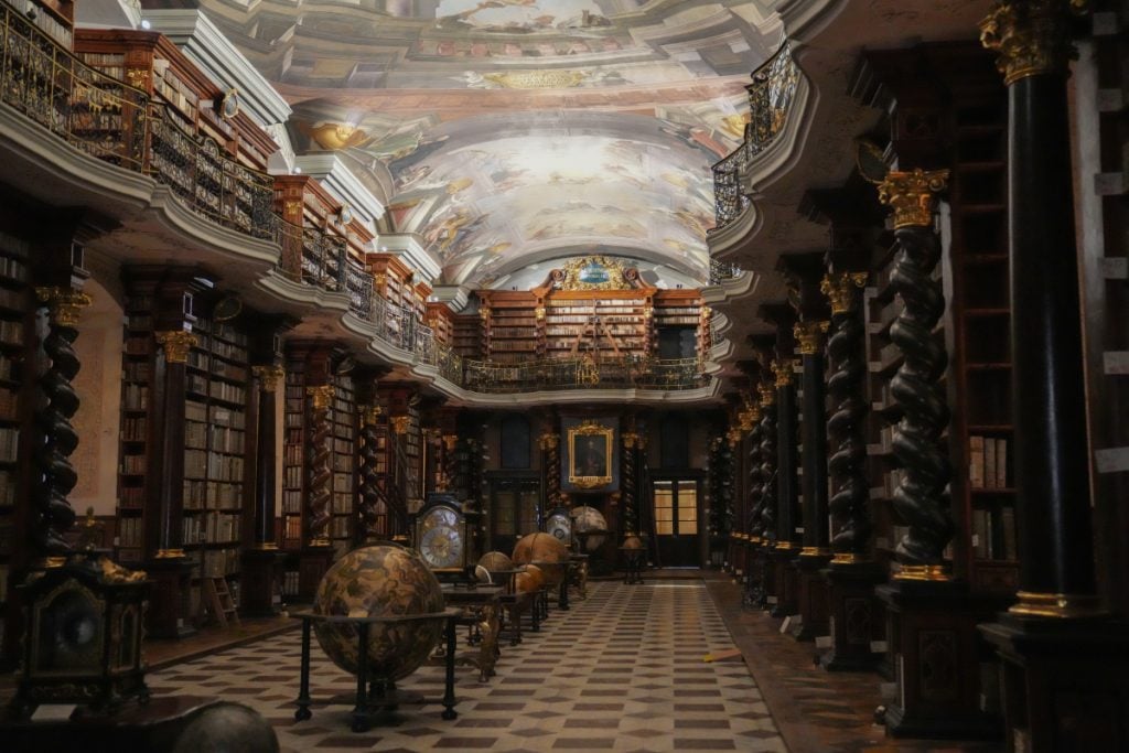 Ornate Baroque interior of the Klementinum Library