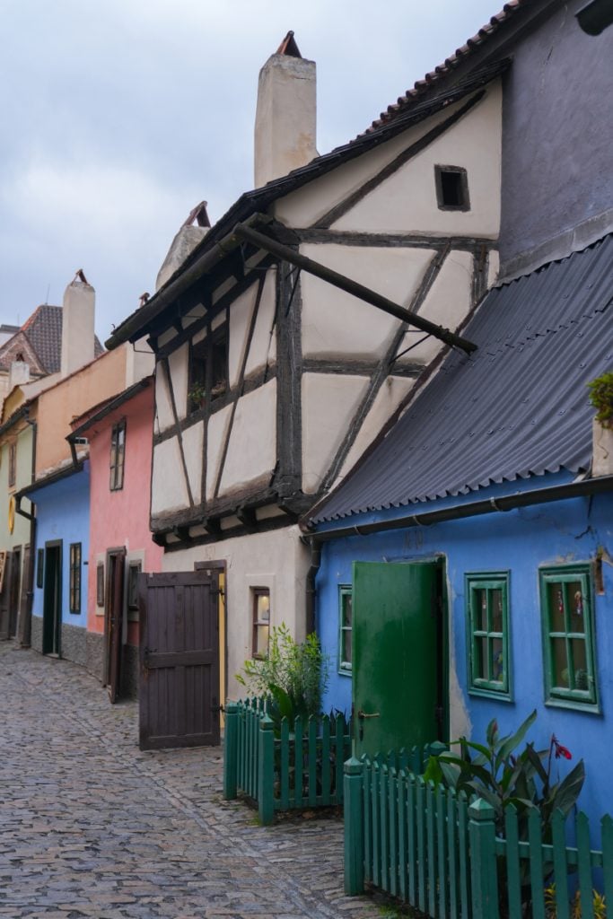 Colorful cottages along Golden Lane at Prague Castle