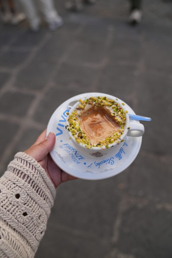 Pistachio-topped affogato at Vivoli in Florence