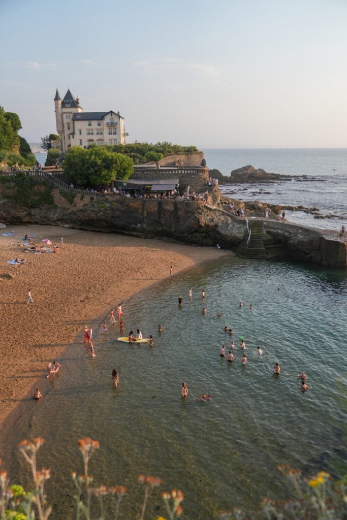 Swimmers at Plage du Port Vieux in Biarritz