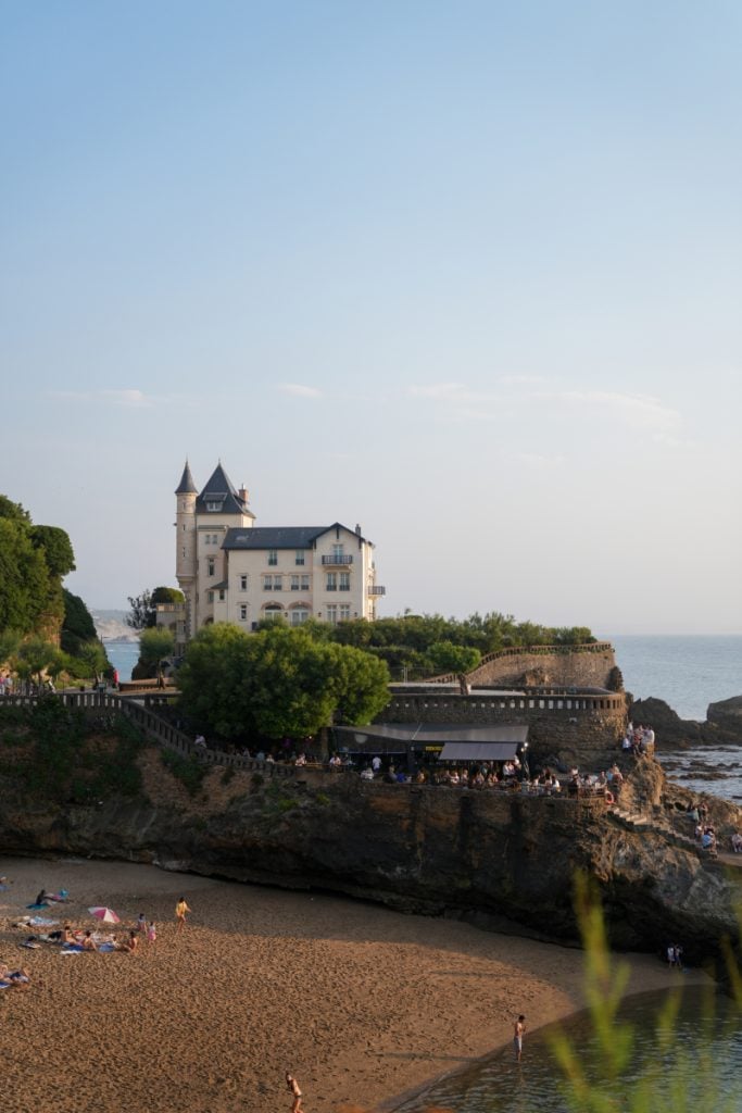 Turreted villa above Port Vieux beach in Biarritz