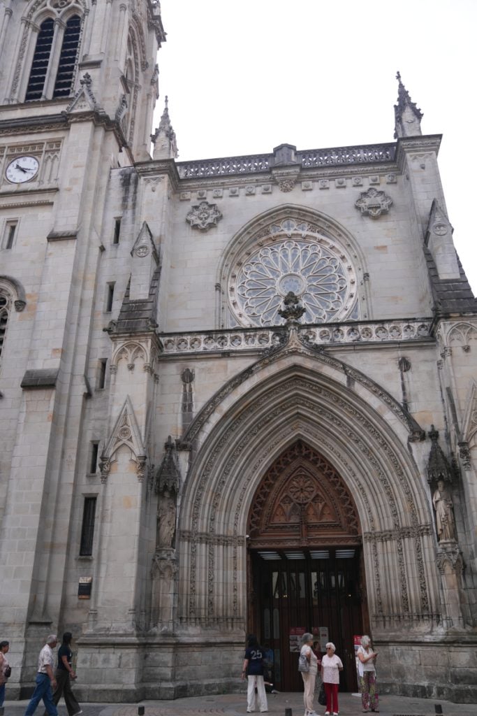 Ornate facade of Bilbao Cathedral in Casco Viejo