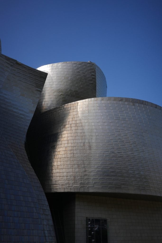 Curved titanium facade of the Guggenheim Museum Bilbao
