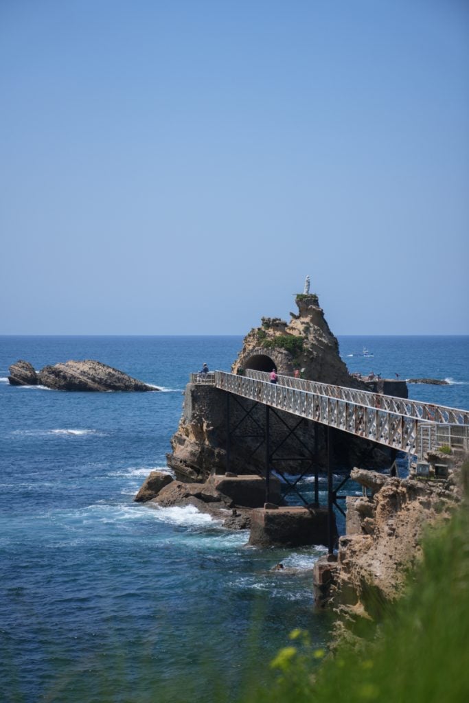 Bridge leading to Rocher de la Vierge in Biarritz