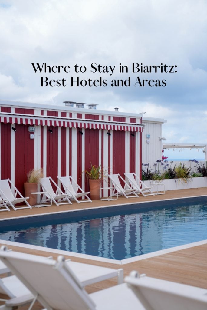 Pinterest graphic about Biarritz hotels over a rooftop pool