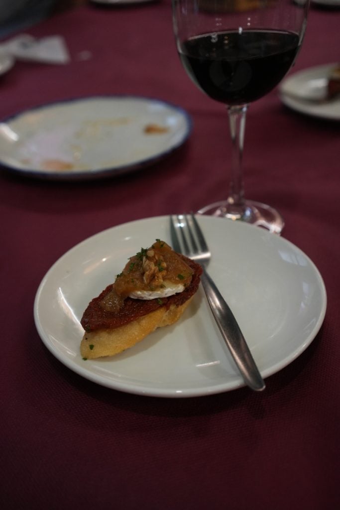 Pintxo and red wine at Xukela