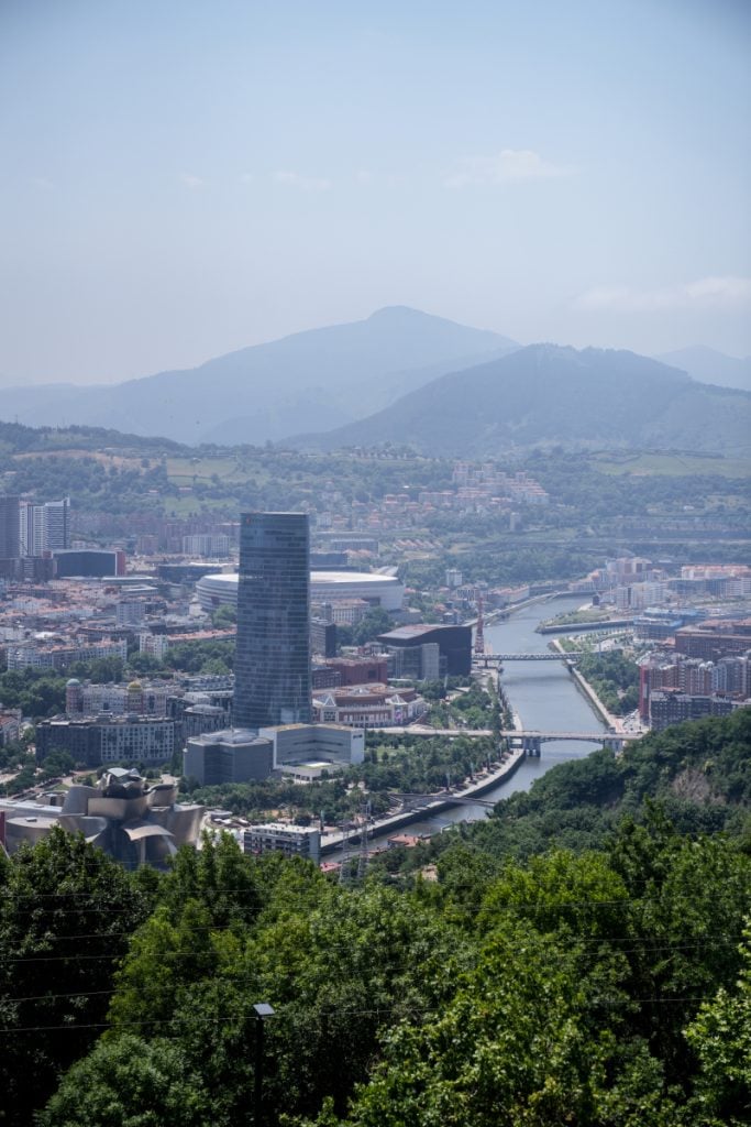 Bilbao skyline and Nervión River from Mount Artxanda