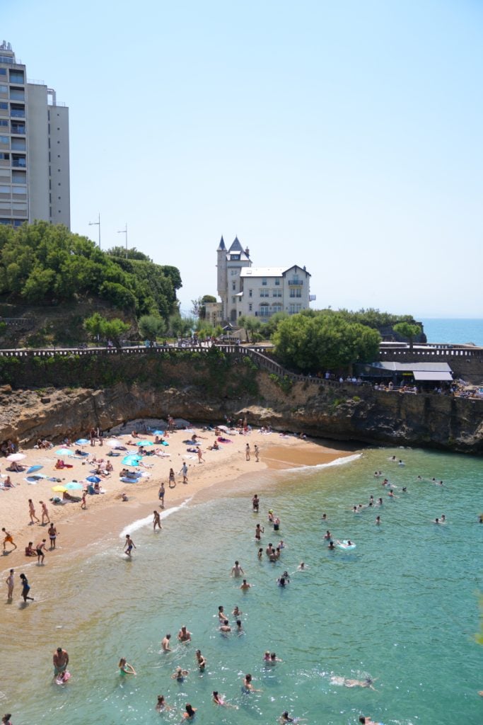 Swimmers at Plage du Port Vieux in Biarritz