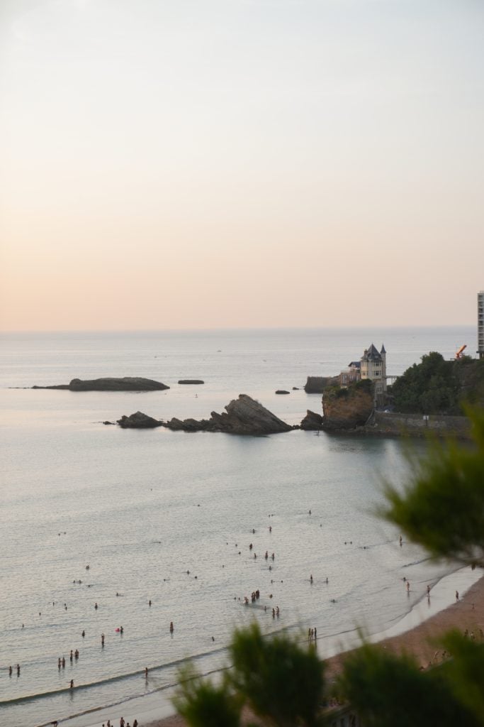 Swimmers in calm water off Côte des Basques