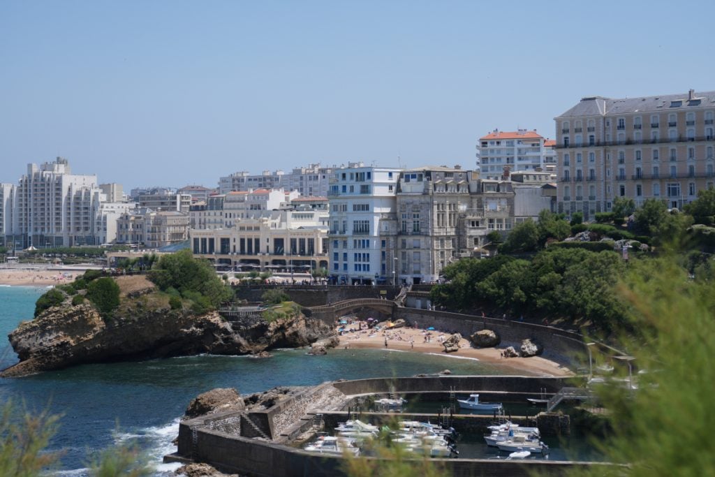 Port des Pêcheurs beneath Biarritz waterfront buildings
