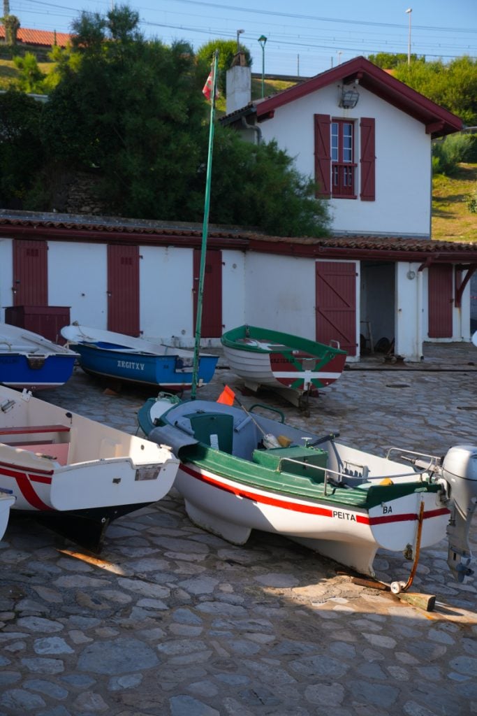 Fishing boats on the dry dock at Guéthary Port