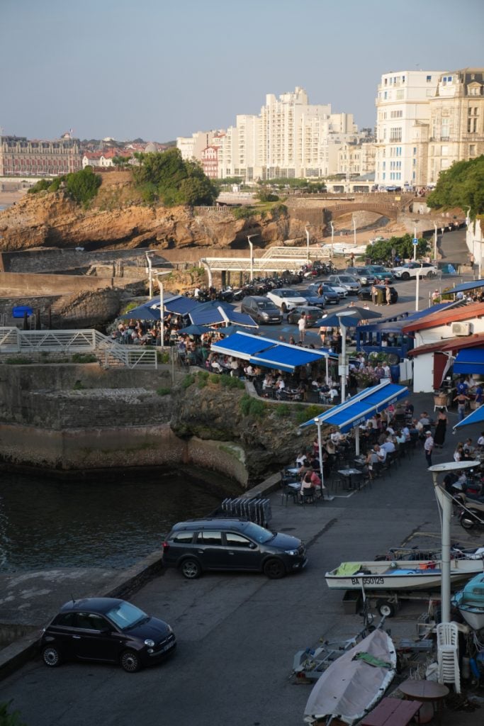 Waterfront restaurants at Port des Pêcheurs in Biarritz