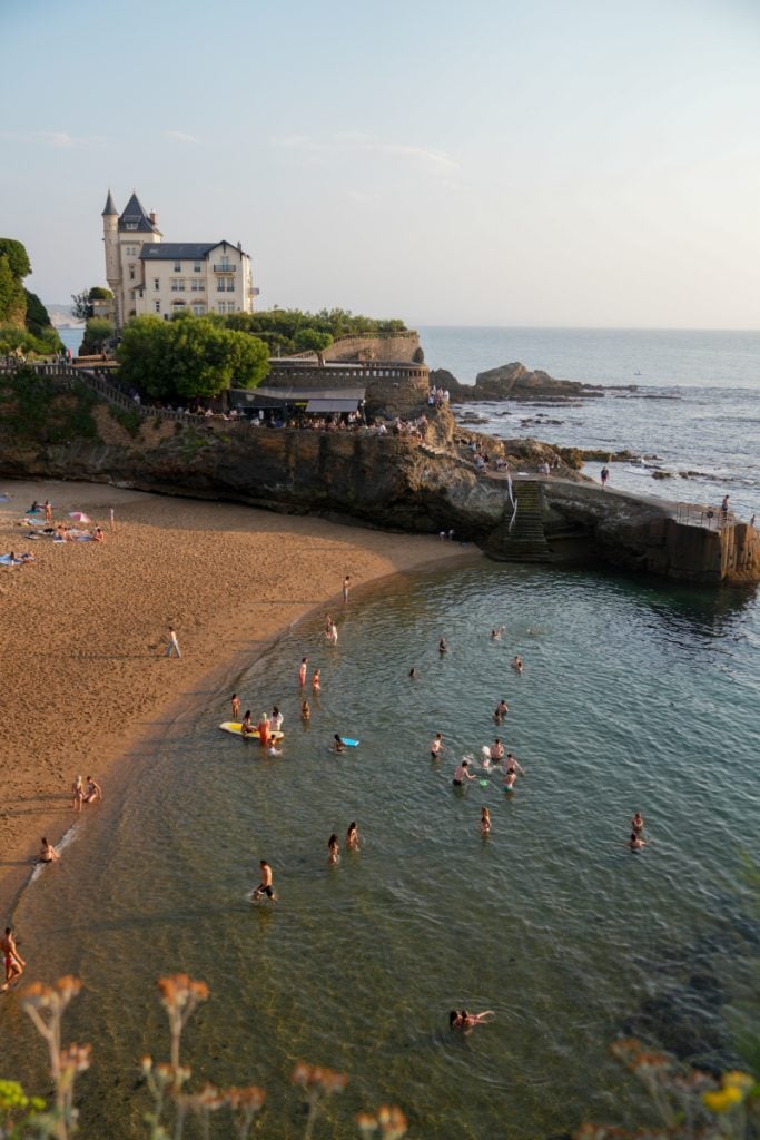 Swimmers in the cove at Plage du Port Vieux