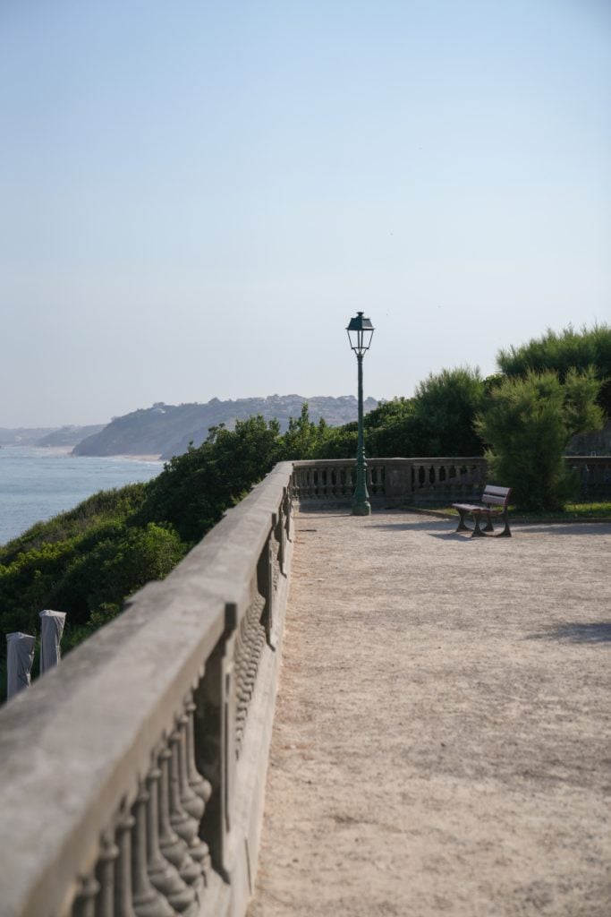 Stone balustrade and bench at Terrasse Pierre-Lious