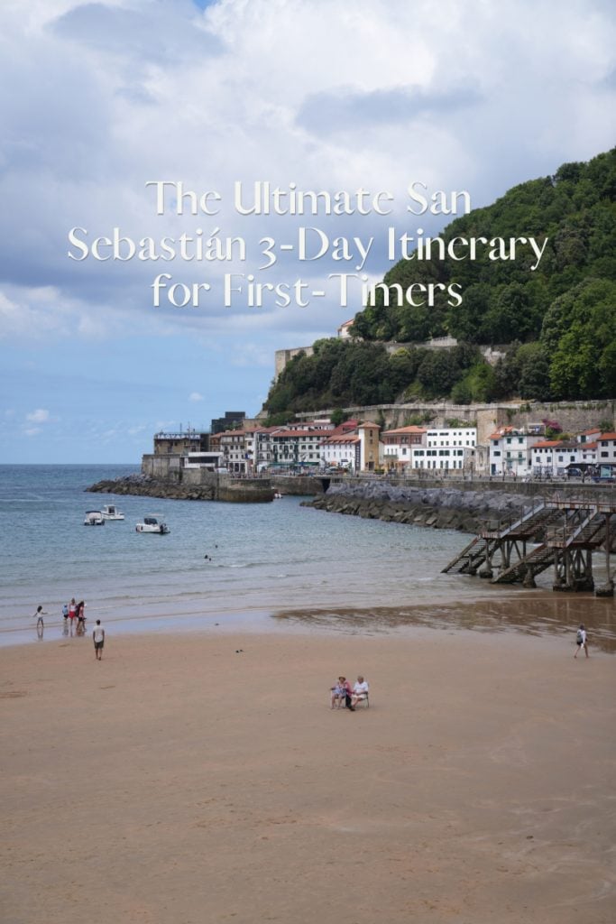 San Sebastián three-day itinerary graphic over waterfront beach