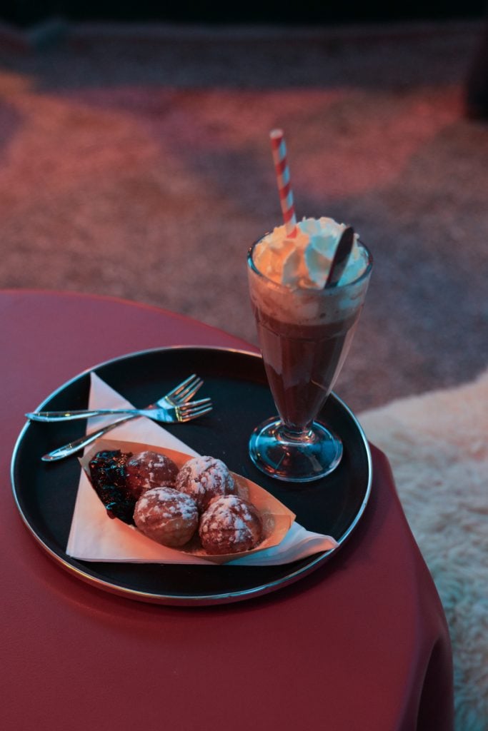 Æbleskiver and hot chocolate at Tivoli Gardens