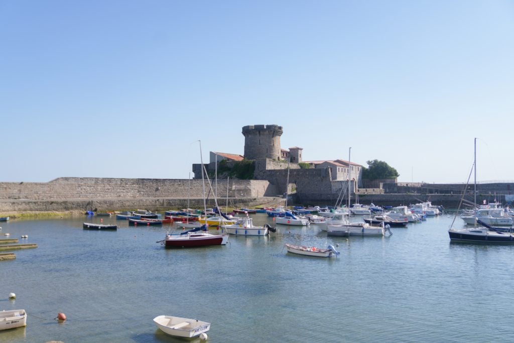 Boats in the harbor below Fort de Socoa