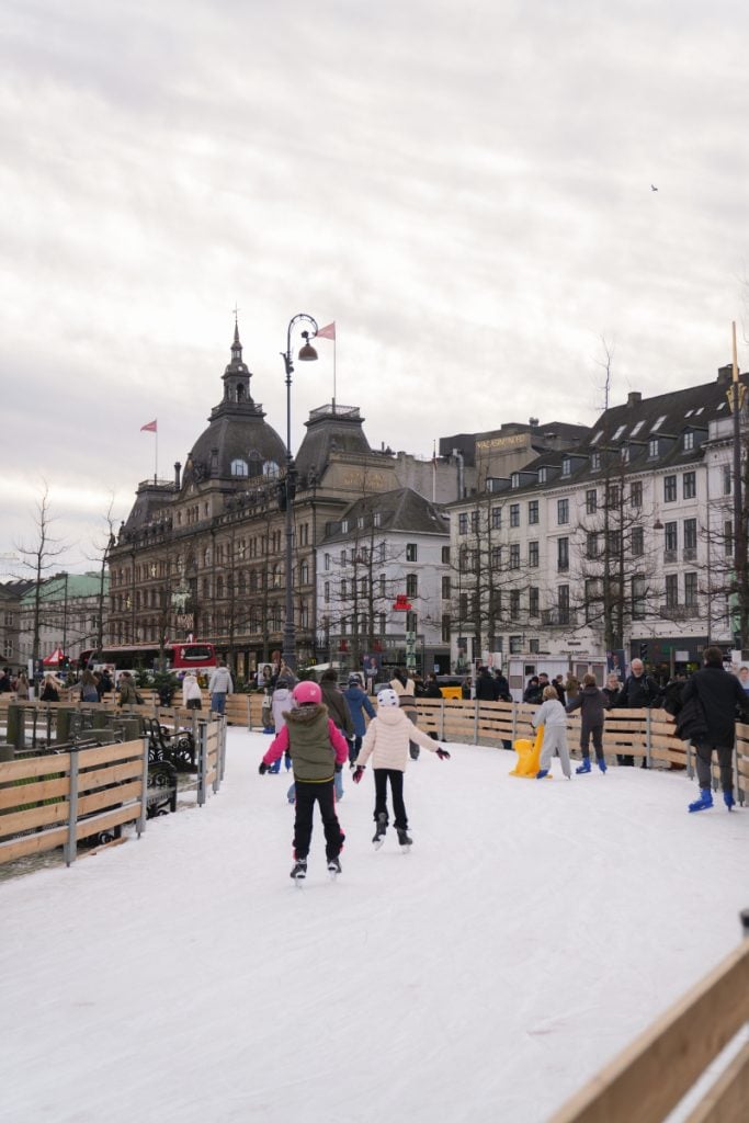 Kongens Nytorv Ice Skating Rink in Copenhagen during Christmas