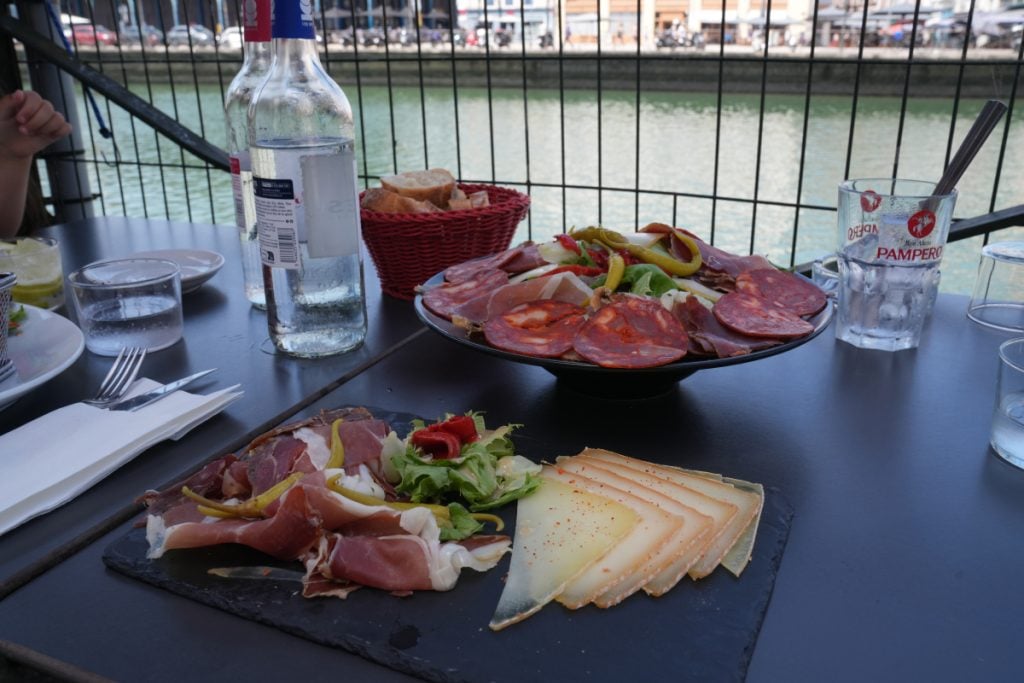 Charcuterie and cheese plates at L’Estegi by the river