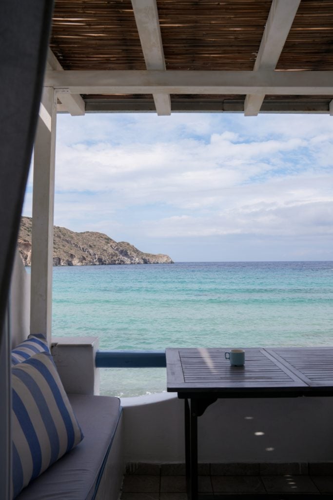 Sea view from a Firopotamos boathouse terrace