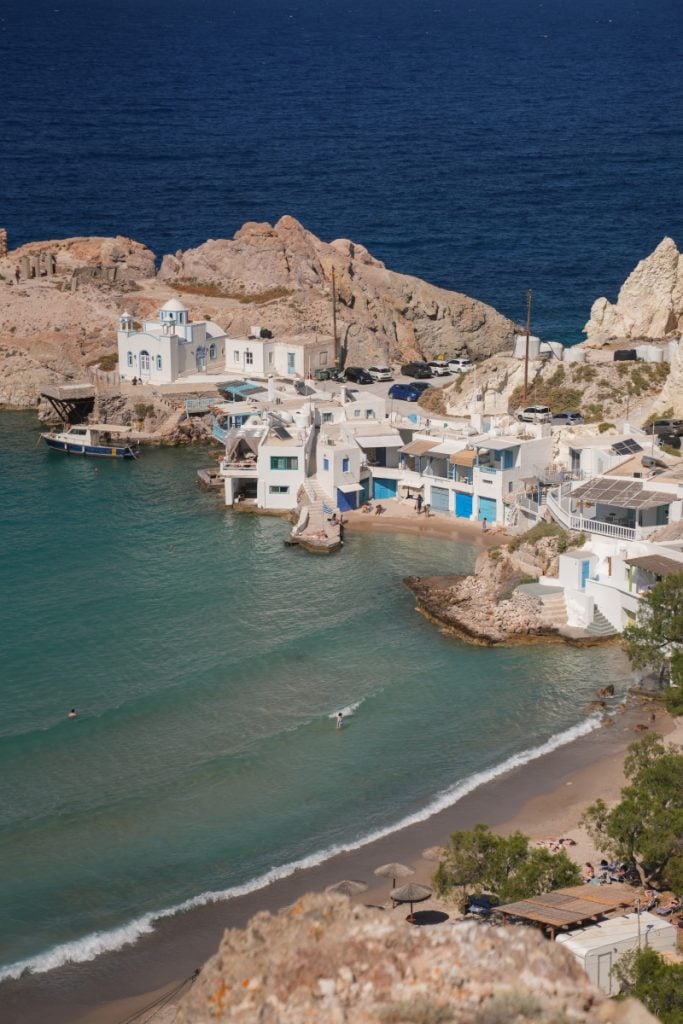 Firopotamos fishing village and beach on Milos