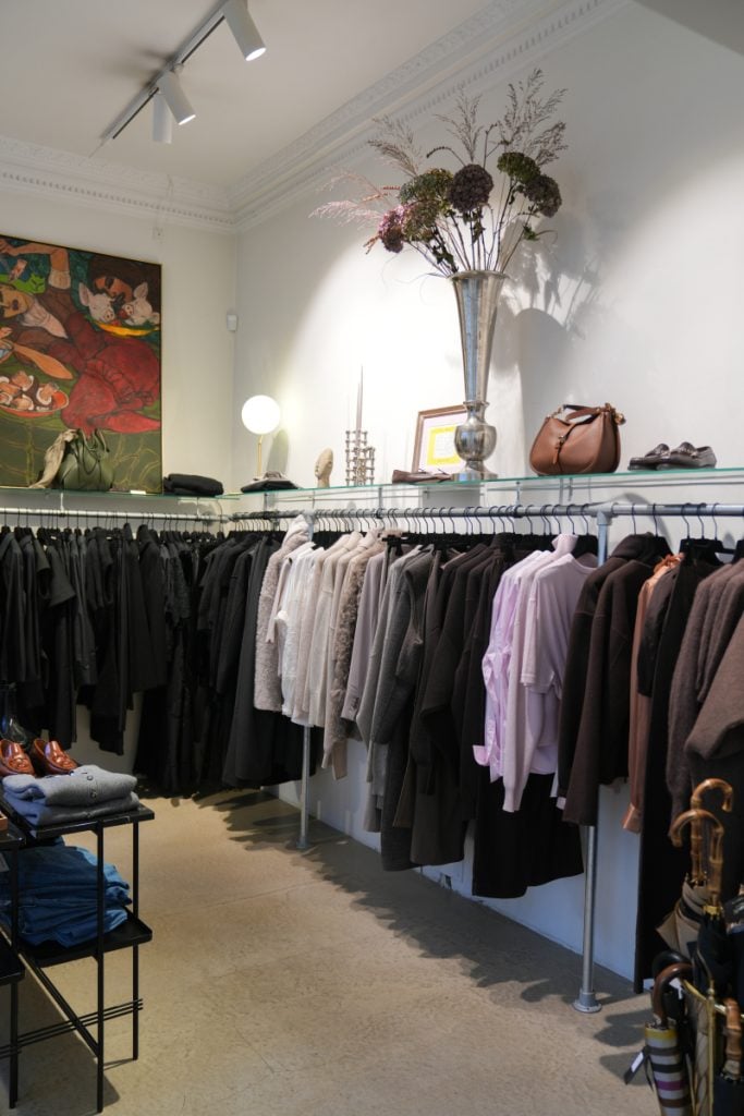 Clothing racks inside Høgh boutique in Aarhus