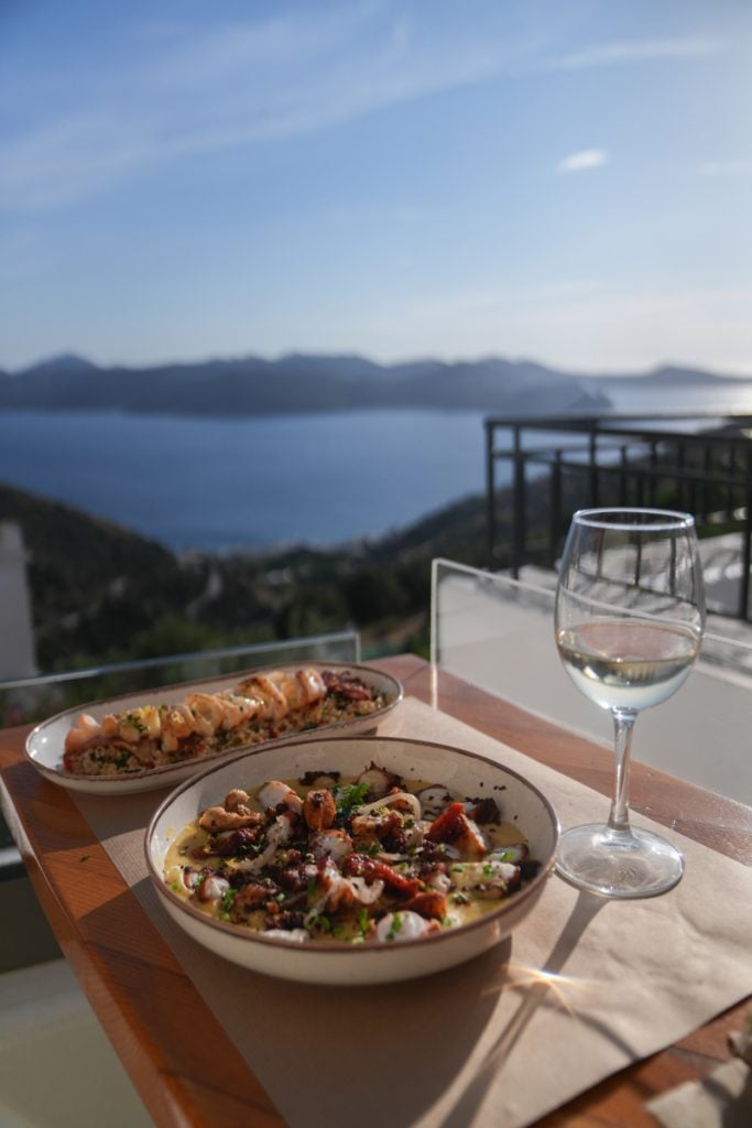 Grilled octopus and wine overlooking the sea at OKTO