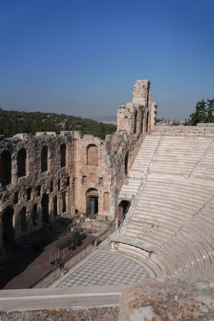 Stone seating inside the Odeon of Herodes Atticus