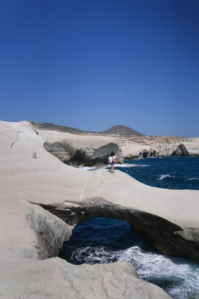 Natural rock arch above the sea at Sarakiniko