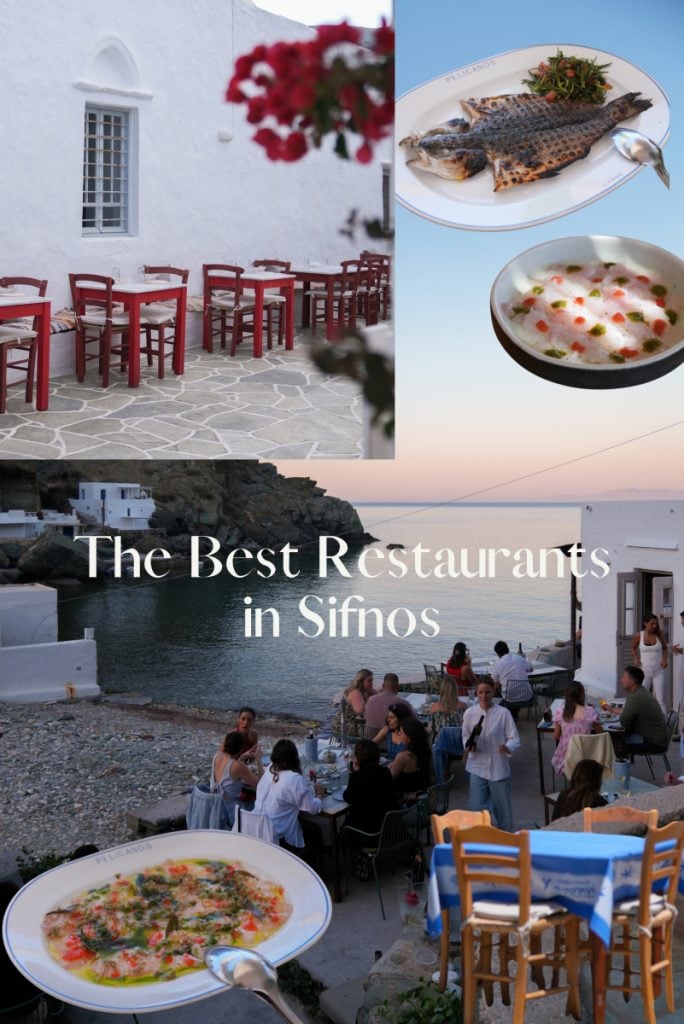 Sifnos restaurants guide graphic with tavernas and seafood dishes