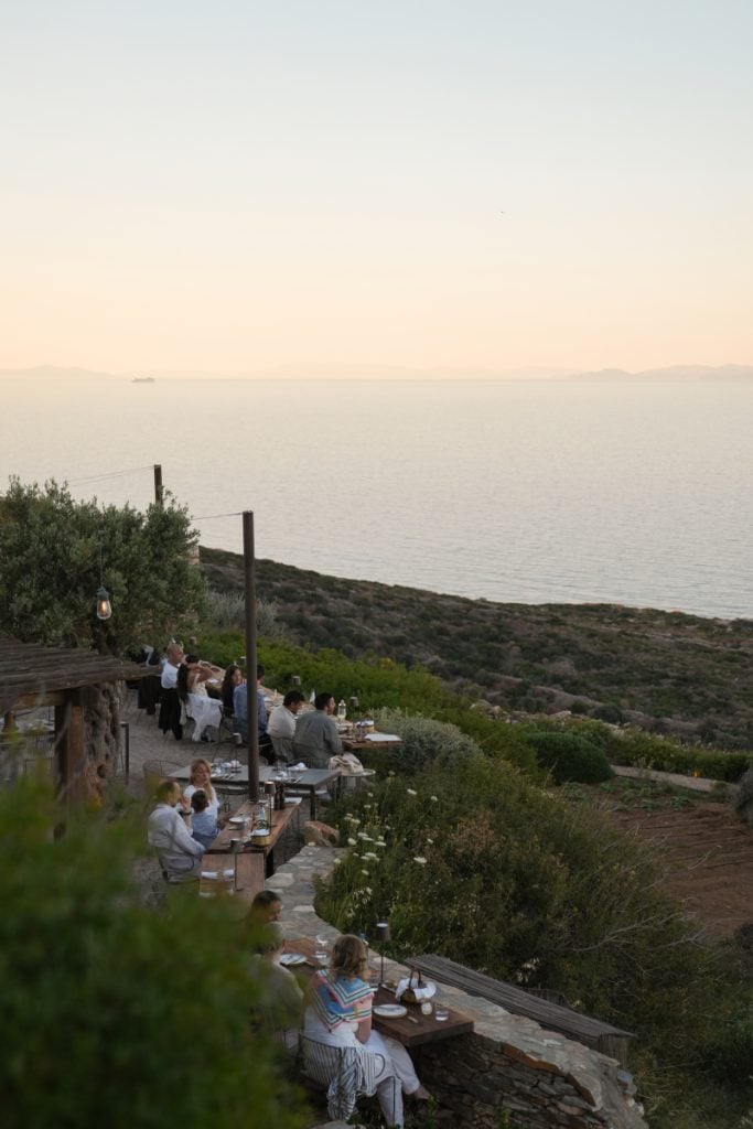 Terraced dining at Bostani Bar overlooking the sea