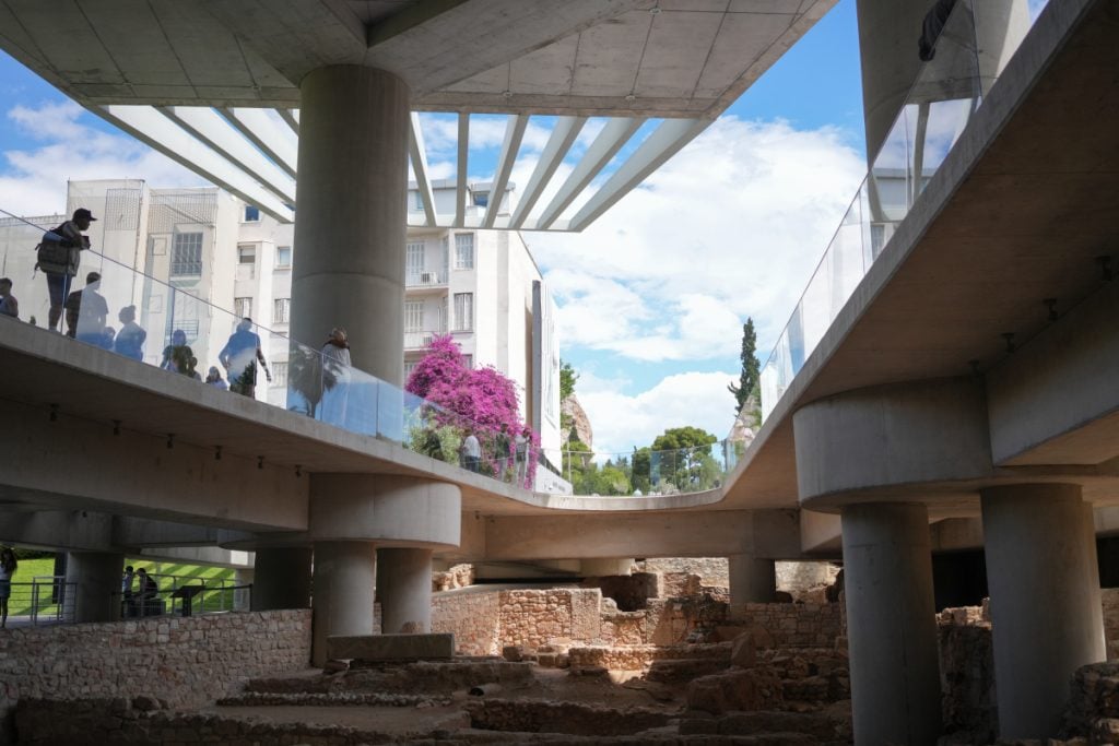 Archaeological ruins beneath the Acropolis Museum walkways