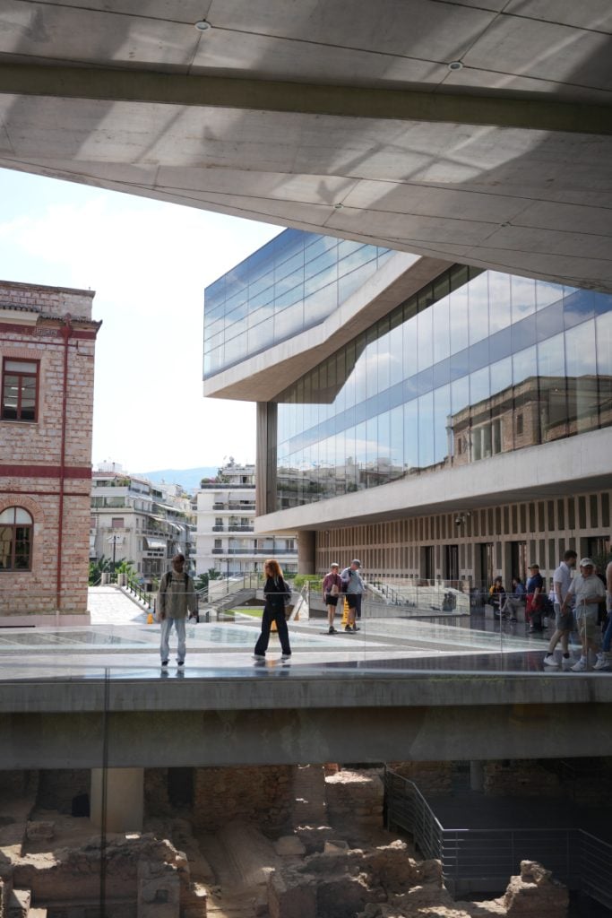 Acropolis Museum exterior above excavated ruins
