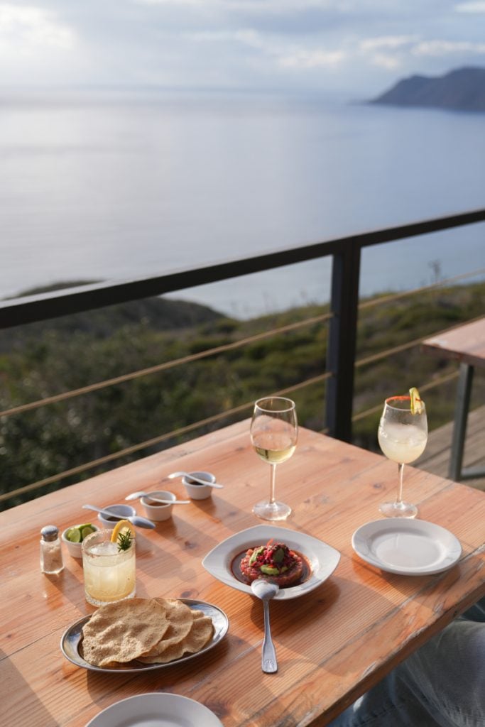 Drinks and appetizers overlooking the Pacific at Bar Bura
