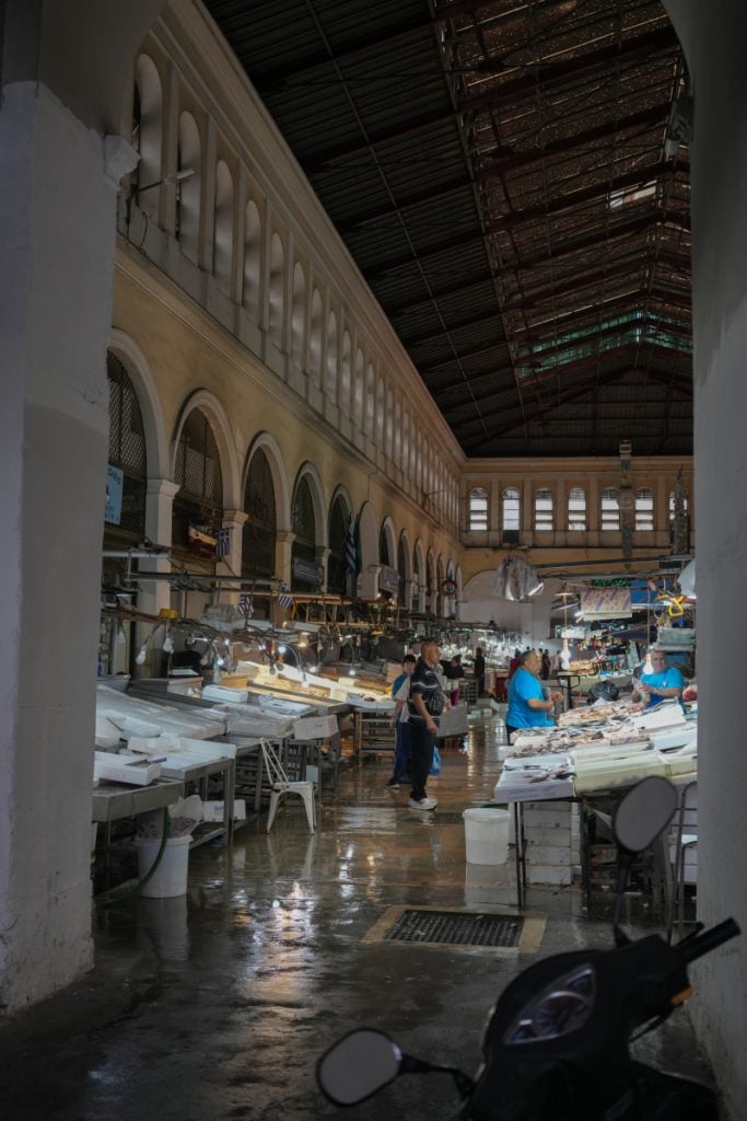 Fish hall inside Varvakeios Central Market