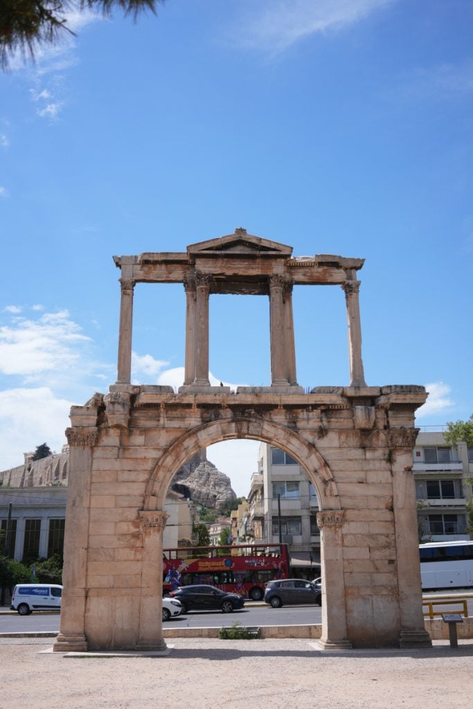 Hadrian's Arch with Athens traffic beyond