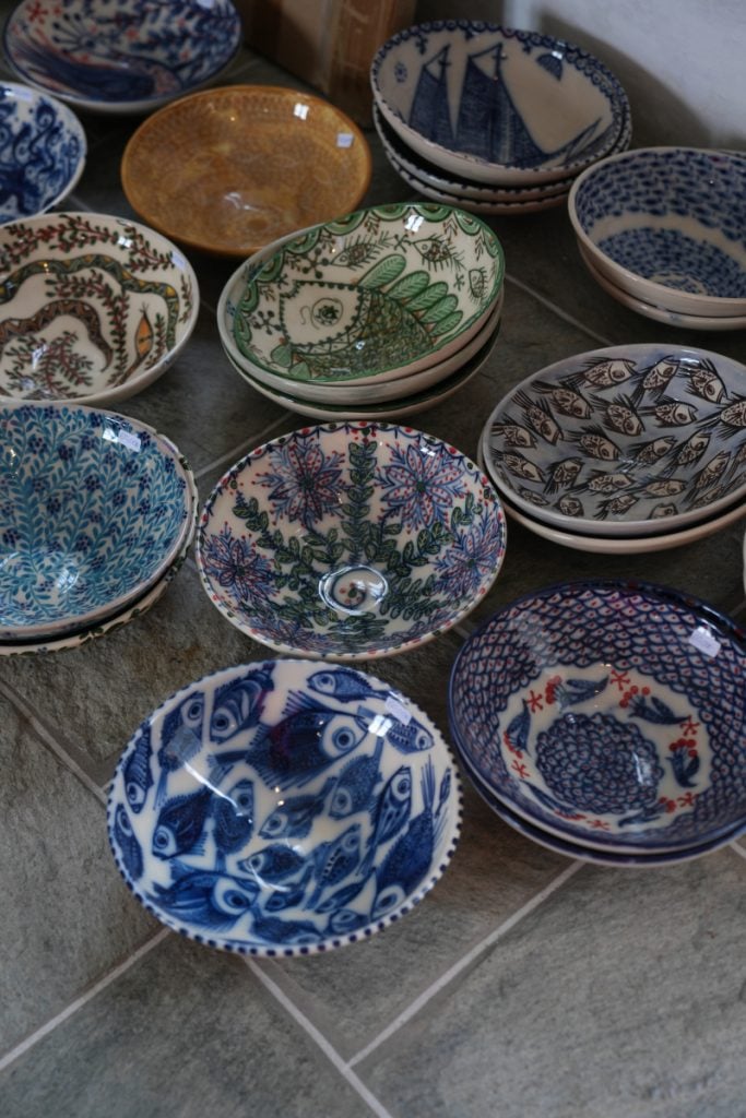 Patterned ceramic bowls at Lembesis Pottery