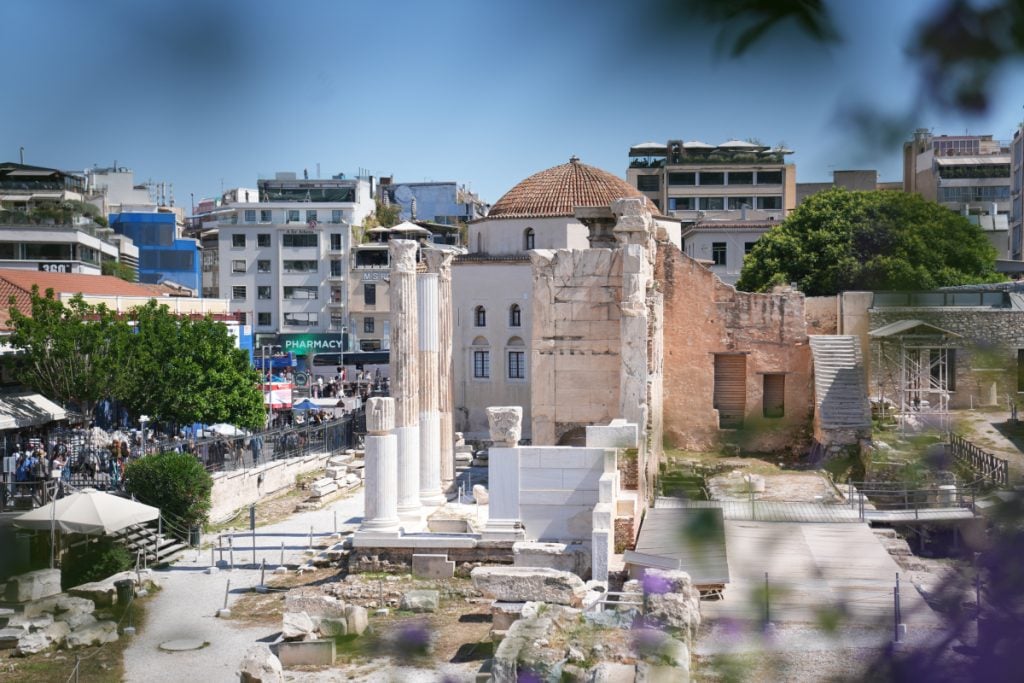 Columns and ruins of the Roman Agora in Athens