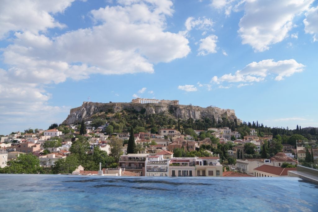 Acropolis view from The Dolli rooftop pool
